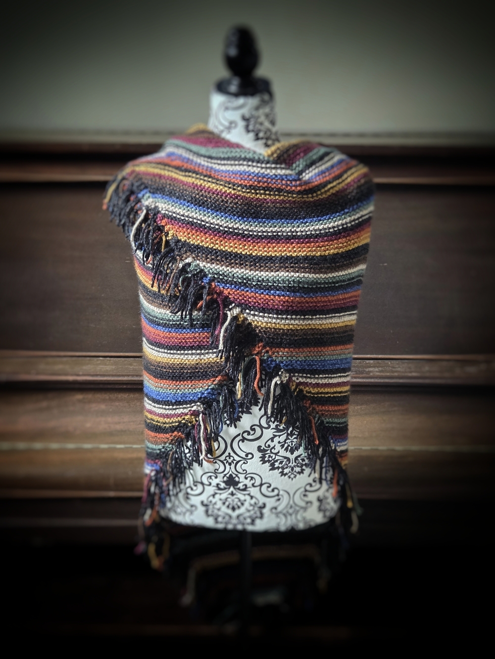 Multi-Color Striped Fringe Shawl